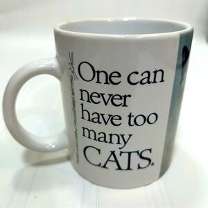 “One Can Never Have Too Many Cats” Vintage 1992 Cat Lovers Photo Coffee Tea Mug